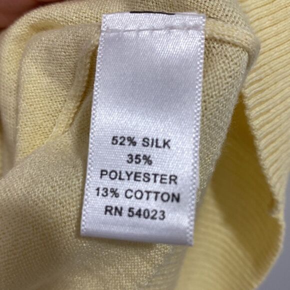 Banana Republic silk blend yellow V-neck pullover sweater size Lp - Picture 5 of 8